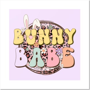 Bunny Babe Leopard Print Groovy Easter 2024 Trendy Posters and Art